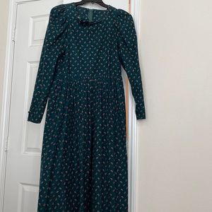 Size 12 Forest green corduroy vintage Laura Ashley dress